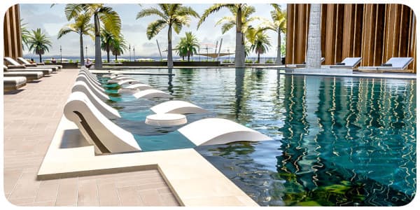 حمامات السباحة في قرية جورا العين السخنة