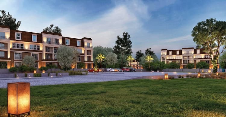 صورة مساحات خضراء داخل كمبوند سراي بالتجمع الخامس.