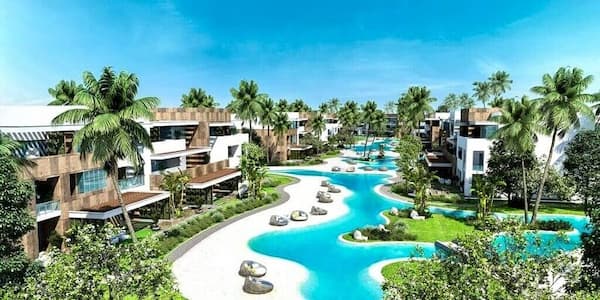 شاليهات مع مساحات مائية بقرية أزها العين السخنة