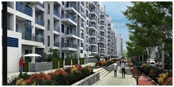 صورة لواجهة الوحدات بكمبوند داون تاون العلمين الجديدة.