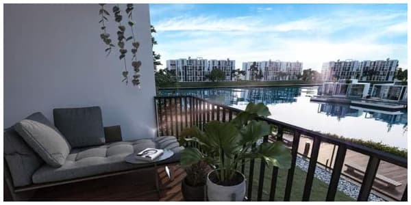 صورة توضح المنظر الذي تطل عليه إحدى الوحدات بقرية زهرة بالساحل الشمالي.