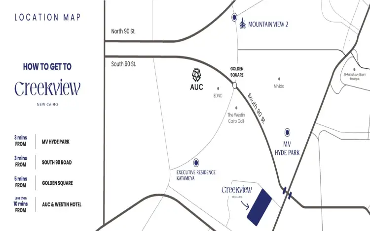كمبوند Creekview New Cairo موقع كمبوند كريك فيو التجمع الخامس
