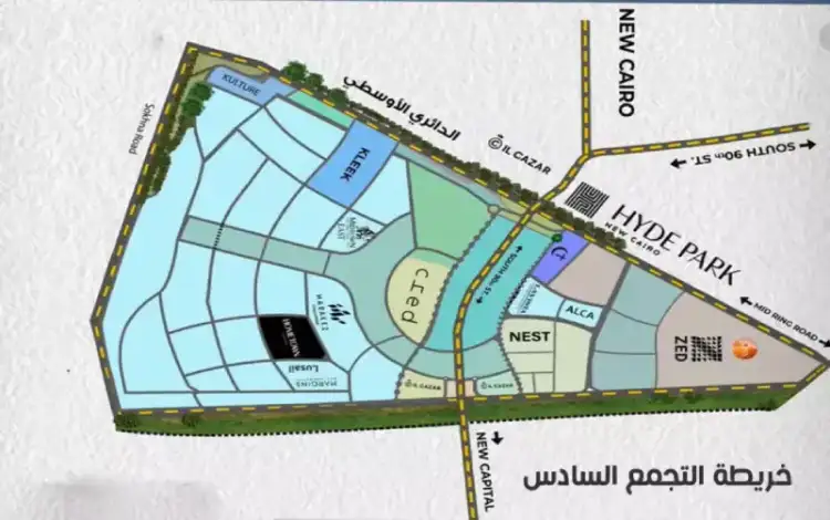 خريطة أفضل مشاريع التجمع السادس خريطة التجمع السادس