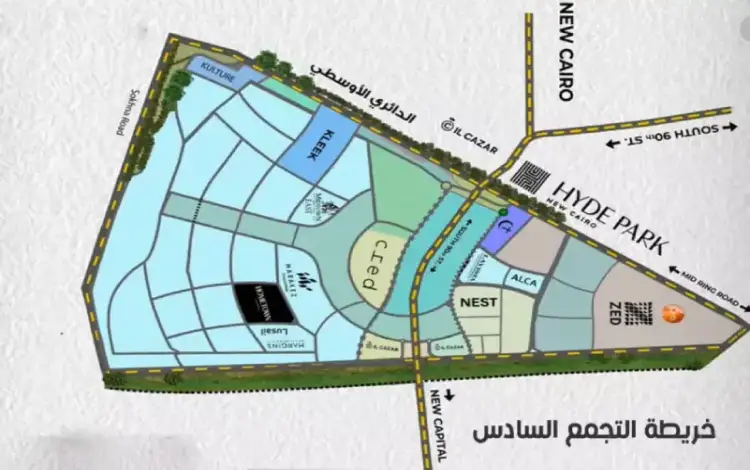 خريطة موقع منطقة التجمع السادس